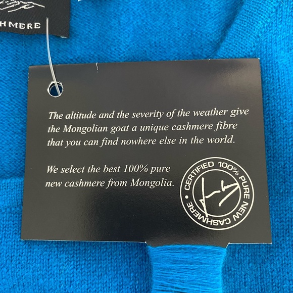 Mount Cashmere Scoop Neck Sweater Blue 100% Pure Cashmere from Mongolia Sz S NWT - Picture 3 of 7
